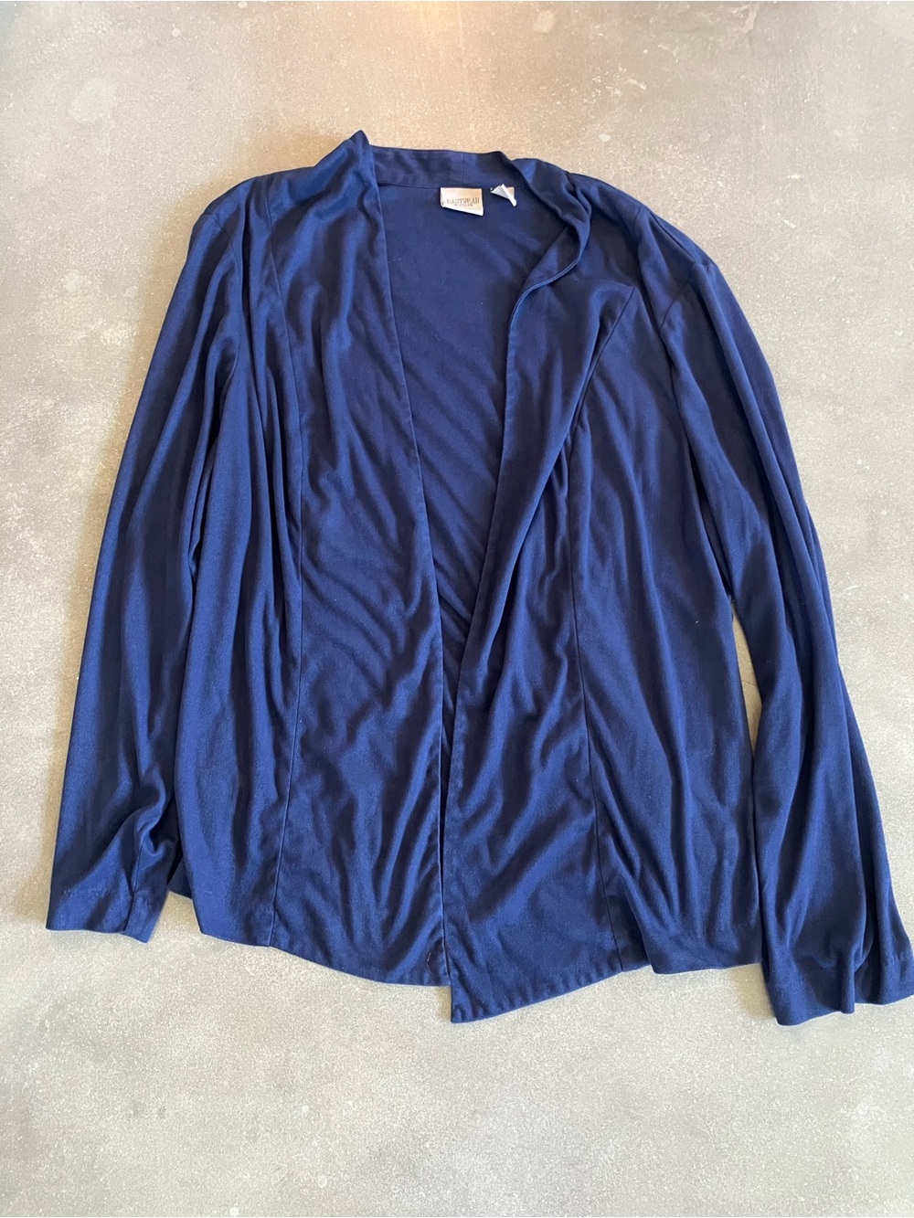 Chico's Navy Open Front Draped Jacket